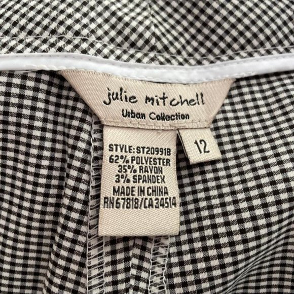 Julie Mitchell Urban Collection Size 12 Black and White Checkered Pants Cropped - Picture 8 of 9